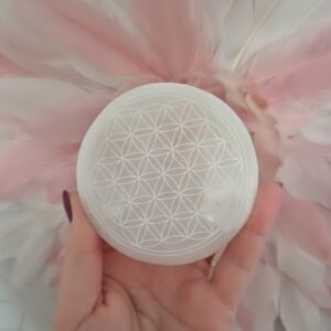 Plaque de rechargement sélénite fleur de vie - livraison colissimo ou mondial relais