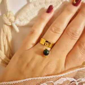 bague pampille éclat de Malachite