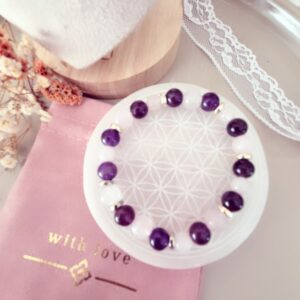 bracelet Améthyste et quartz rose