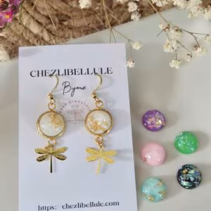 Boucles d'oreilles libellule fait main