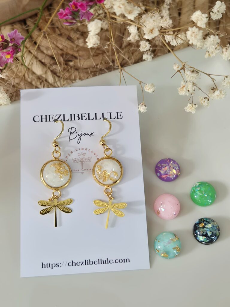 Boucles d'oreilles libellule fait main