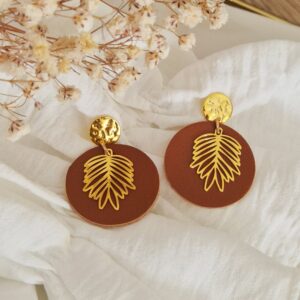 Boucles d’oreilles "Feuille d’Or Chocolat"