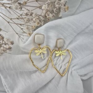 Boucles d’oreilles "Cœur Libellule"