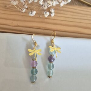 🪶 Boucles d’oreilles “Libellule en Fluorite”