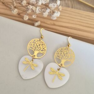 boucles cœur nacré