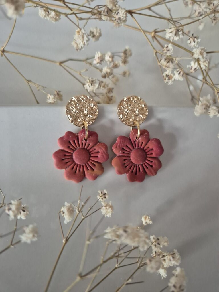 chez libellule bijoux faits mains- boucles d'oreilles fleurs