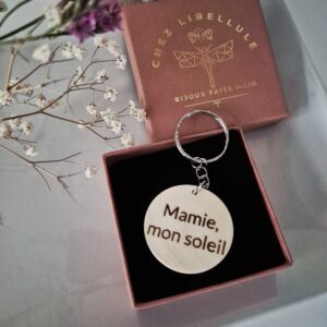 Porte-clés en bois – Mamie mon soleil