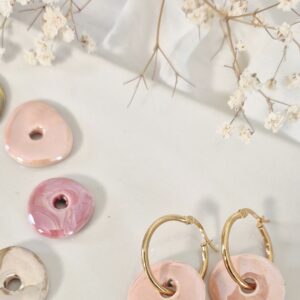Boucles d’oreilles créoles– Donut céramique