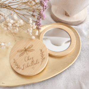 Miroir de poche personnalisé en bambou