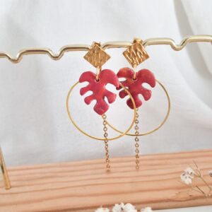 Boucles d'oreilles fait main chezlibellule- bohème-grenade