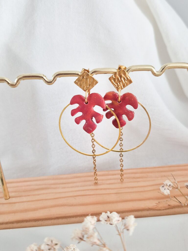 Boucles d'oreilles fait main chezlibellule- bohème-grenade