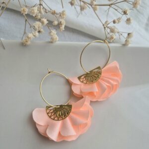 boucles d'oreilles créoles dorées corail