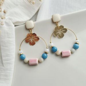 Boucles d'oreilles Éclat hibiscus amazonite