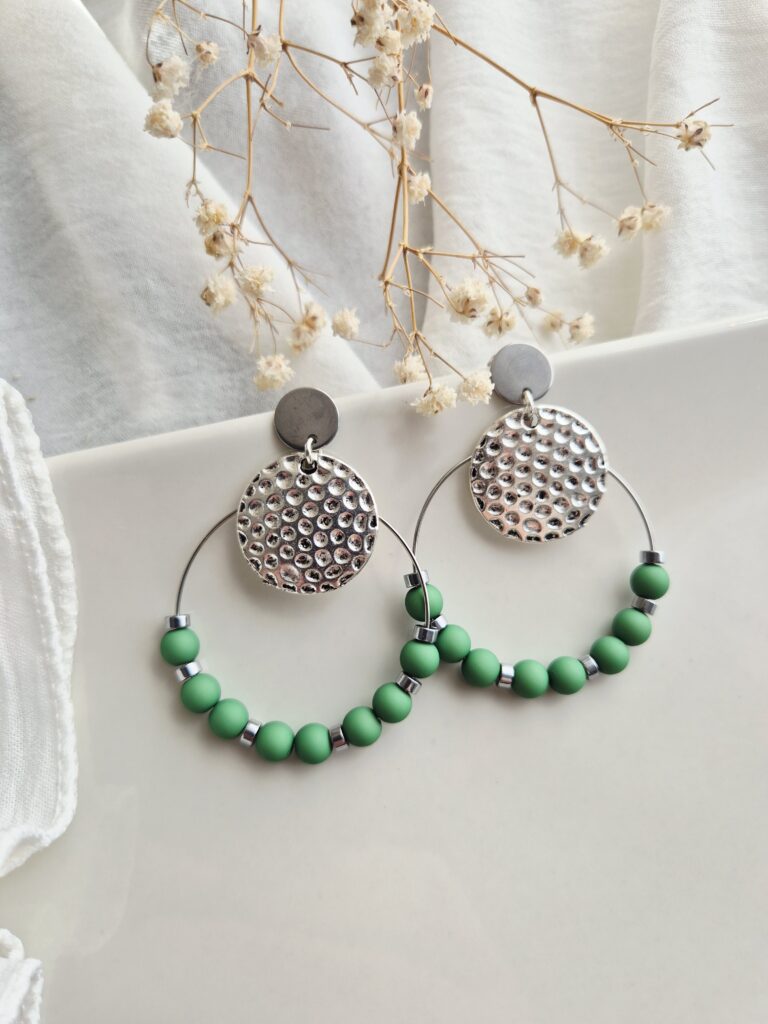 Boucles d'oreilles créoles vertes