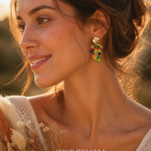 Boucles d’oreilles feuilles colorées