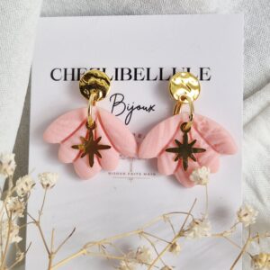 boucles coquillage rose