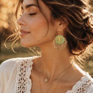Boucles d’oreilles Monstera Bohème doré