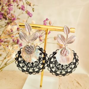 Boucles d’oreilles Monstera Bohème argenté