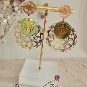 Boucles d’oreilles Monstera Bohème doré