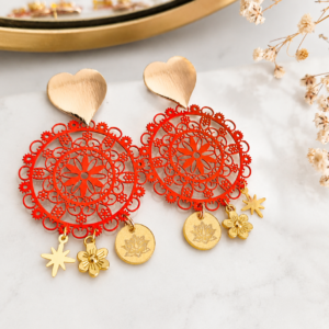 Boucles d'oreilles Cœur Bohème Brique