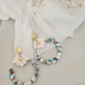 Boucles d'oreilles artisanales Lagon Fleuri