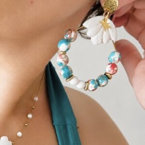 Boucles d'oreilles artisanales Lagon Fleuri