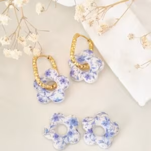 Pampilles interchangeables Mykonos – Fleurs bleues