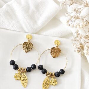 Boucles d’oreilles en pierre de lave
