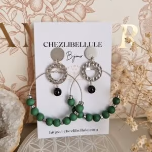 Boucles d'oreilles Gaïa – emeraude