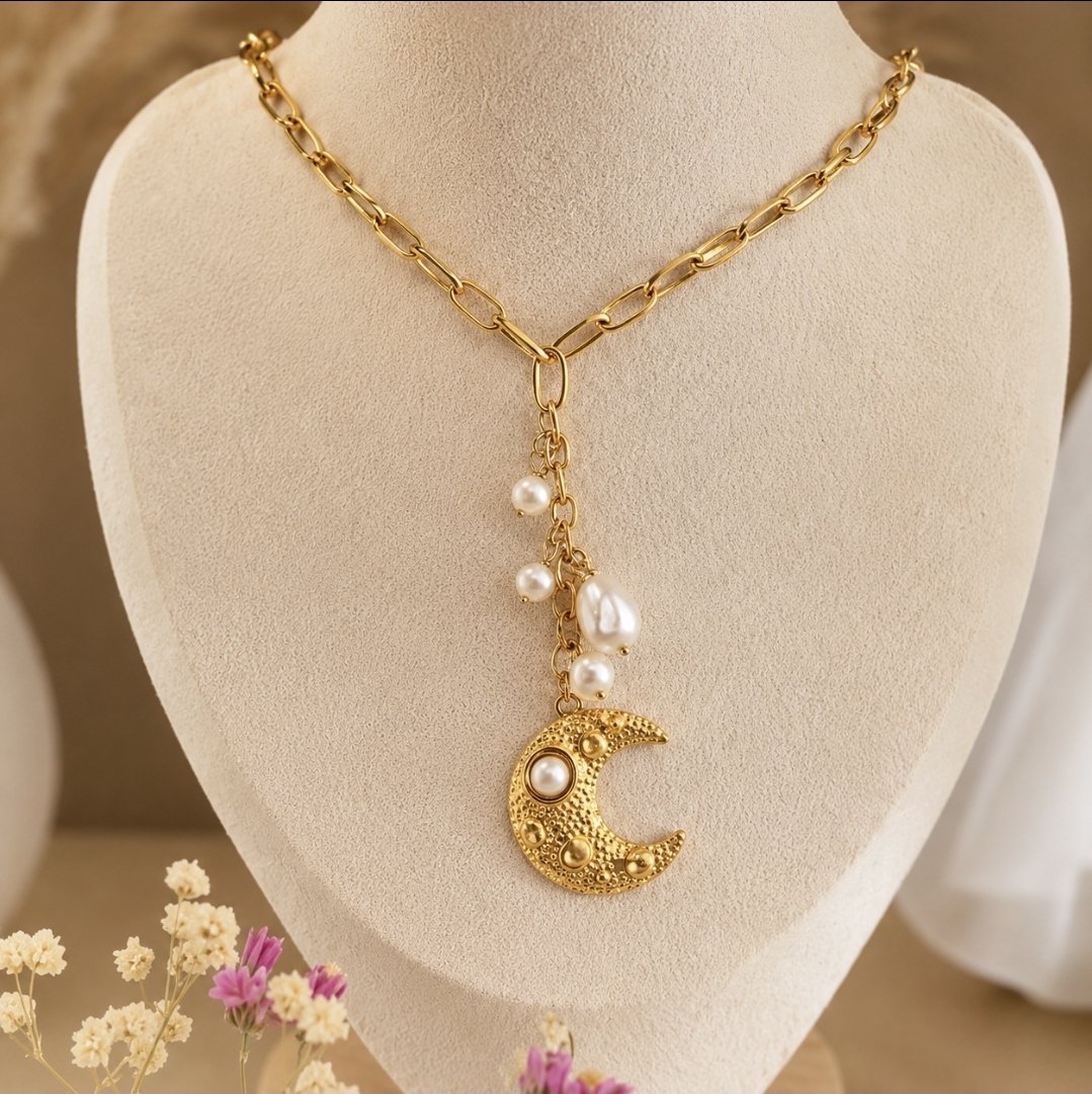Collier Croissant de Lune & Perles – Image 2