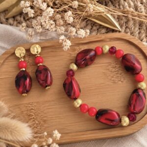 ❤️ Parure Maëlle – Rouge & Bordeaux