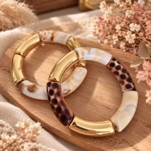 Bracelet bohème ivoire et doré – Bijou fait main
