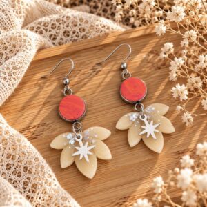 Boucles d’oreilles Tiaré – Fleurs en résine et polymère