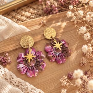 Boucles d’oreilles Clémence – Fleurs en polymère
