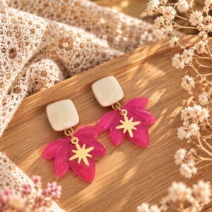 Boucles d’oreilles fleur fuchsia Rosa